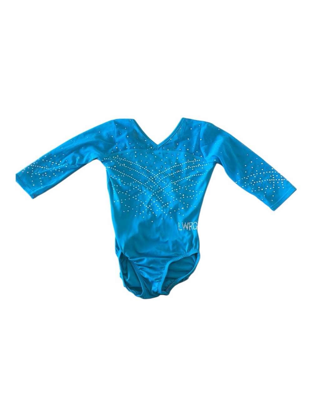 Turquoise Blue Sparkle Long-Sleeve Gymnastics Leotard -